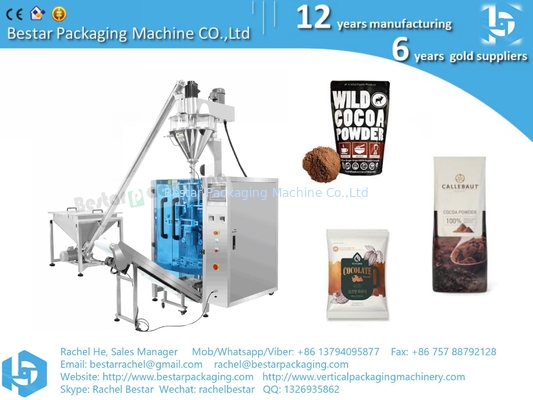 Máquina de embalaje de chocolate en polvo de 500 g, 1 kg y 2 kg con función de alimentación, llenado y sellado
