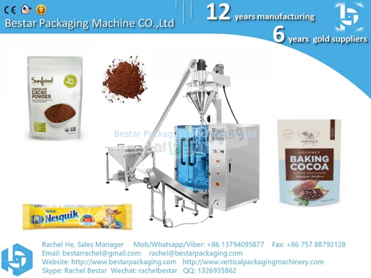 Máquina de embalaje de chocolate en polvo de 500 g, 1 kg y 2 kg con función de alimentación, llenado y sellado