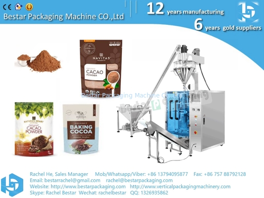 Máquina de embalaje de chocolate en polvo de 500 g, 1 kg y 2 kg con función de alimentación, llenado y sellado