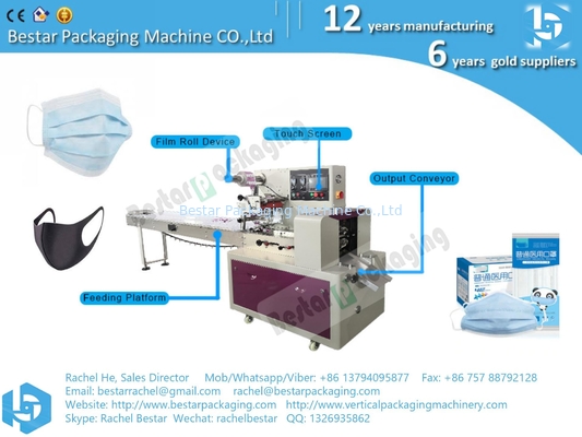 Máquina de embalaje horizontal automática Máquina de embalaje de máscara facial antpolvo