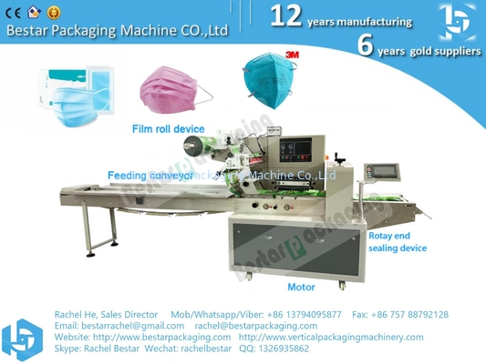 Máquina de embalaje de máscaras faciales médicas desechables de flujo