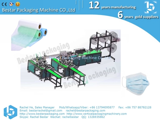 Máquina de fabricación de máscaras médicas de 3 capas no tejidas, línea de producción de máscaras de 2 capas