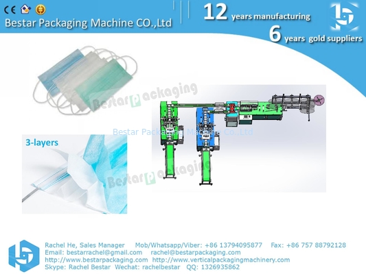Máquina de máscaras quirúrgicas de 3 capas, máquina de fabricación de máscaras desechables, línea de producción de alta velocidad 1 a 2