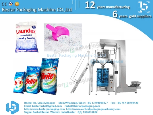 Utilización de una máquina de embalaje automática para 1-5 kg de polvo de lavado, con función de pesaje