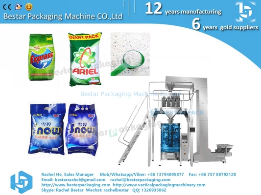 Utilización de una máquina de embalaje automática para 1-5 kg de polvo de lavado, con función de pesaje