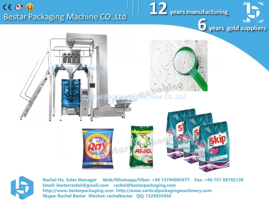 Utilización de una máquina de embalaje automática para 1-5 kg de polvo de lavado, con función de pesaje