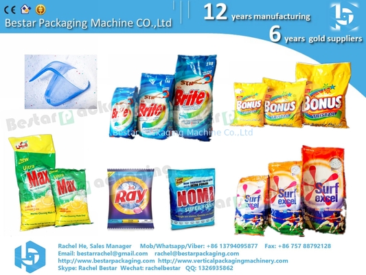 Máquina de embalaje de bolsas para detergentes y detergentes en polvo con cuchara