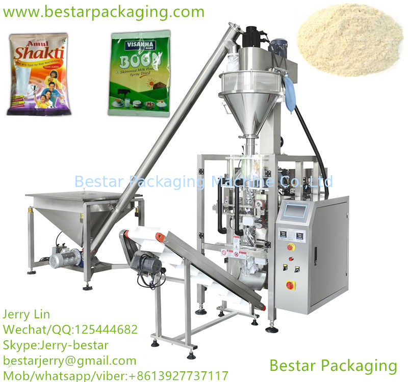 Máquina de embalaje de harina totalmente automática certificada con relleno Auger, transportador en espiral, transportador de producto, embalaje 1 kg, 2 kg, 3 kg