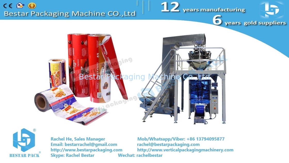 Película de plástico de calidad alimentaria para las papas fritas con la máquina de embalaje automática Bestar
