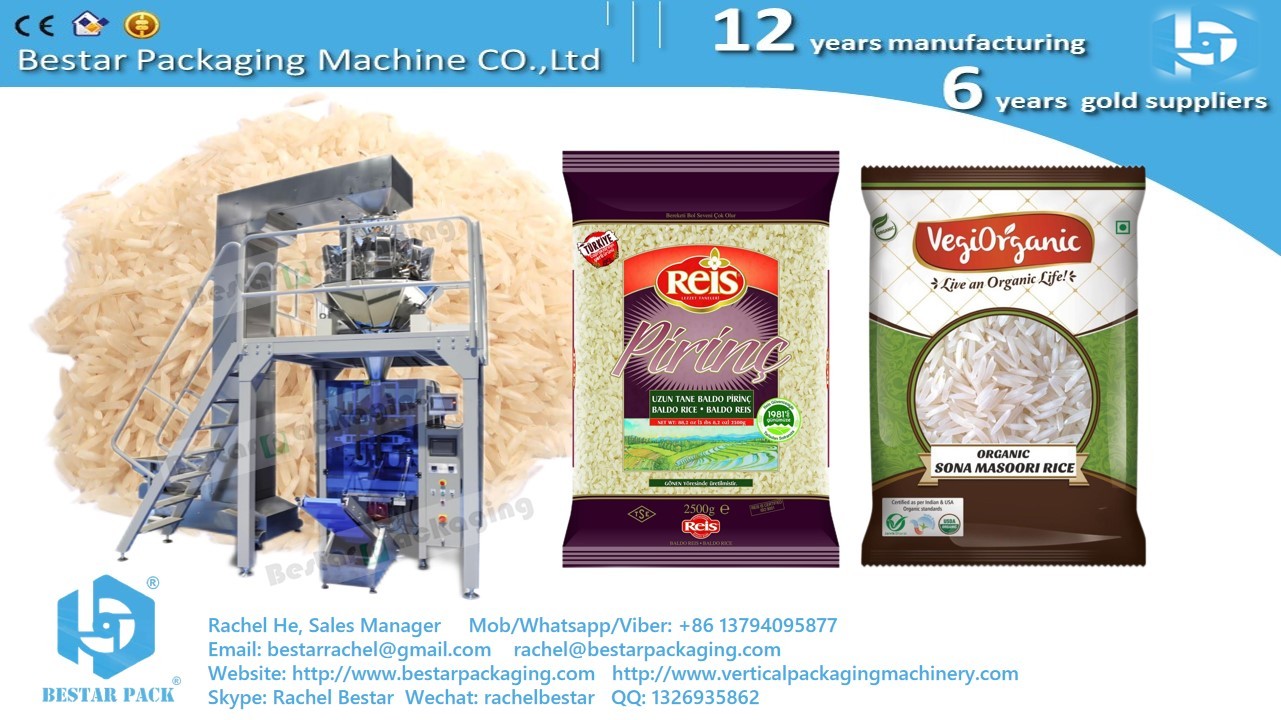 Máquina automática de embalaje de bolsas de arroz de 2500 g con pesador de 10 cabezas BSTV-750AZ