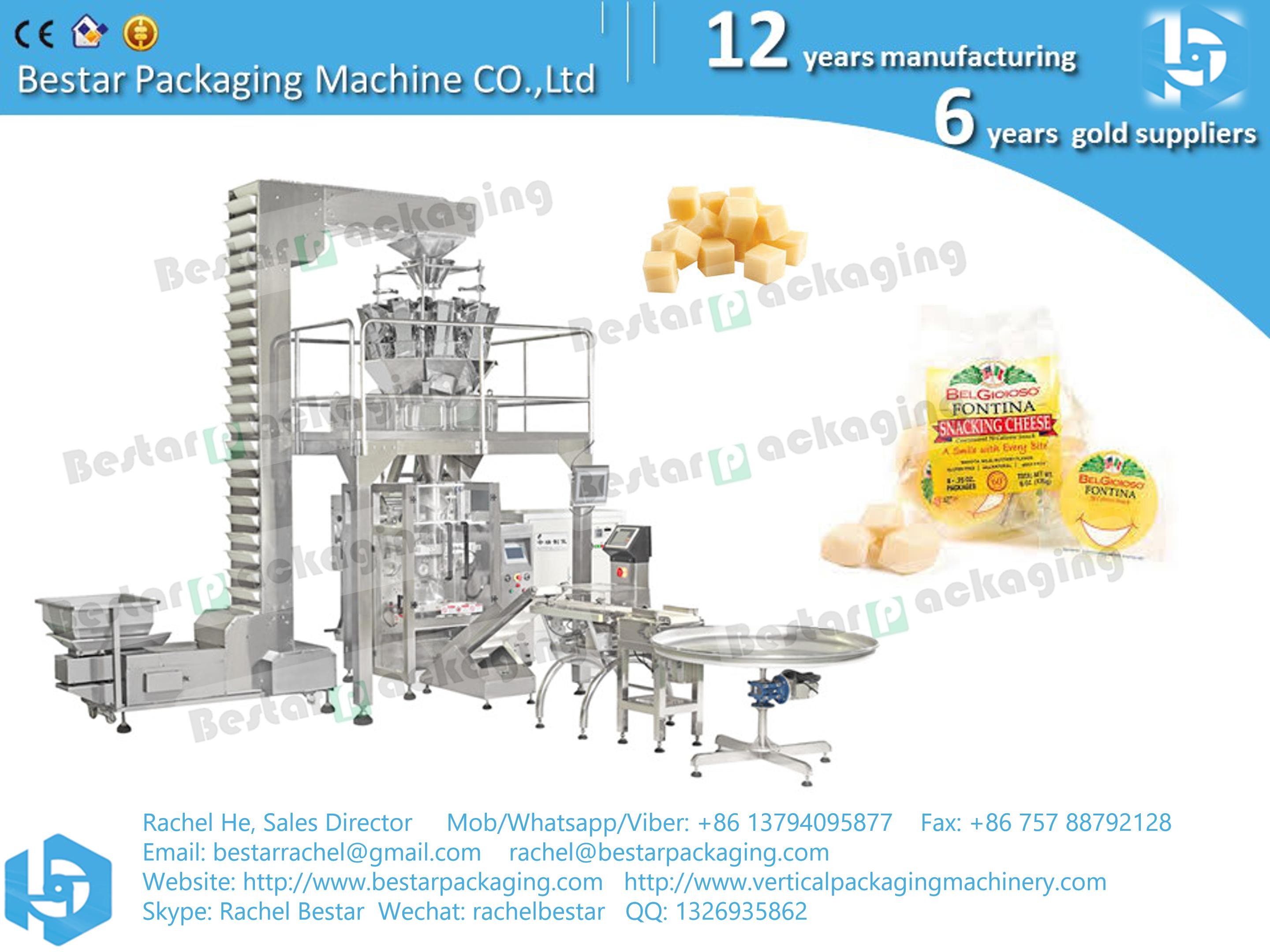 Máquina automática de pesaje, llenado y sellado de granos de queso alimenticio