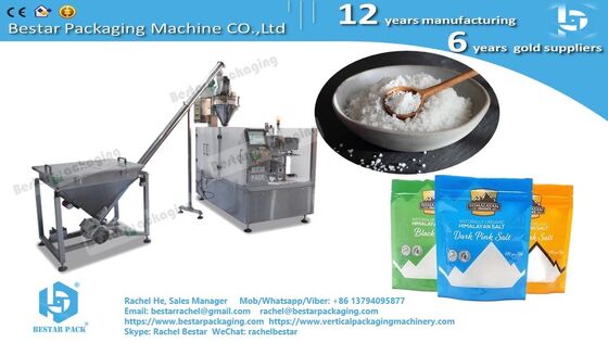 Máquina de embalaje de bolsas con cremallera de 8 estaciones para 250 g de sal