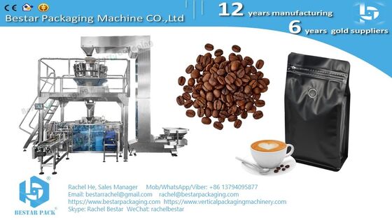 Coffee bean pouch with valve automatic weighing filling doypack machine