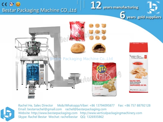 Máquina de embalaje de galletas de bocadillos de granos totalmente automática con pesa y ascensor Z