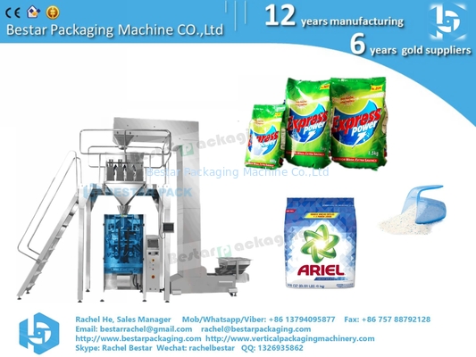 Máquina de embalaje de bolsas para detergentes y detergentes en polvo con cuchara